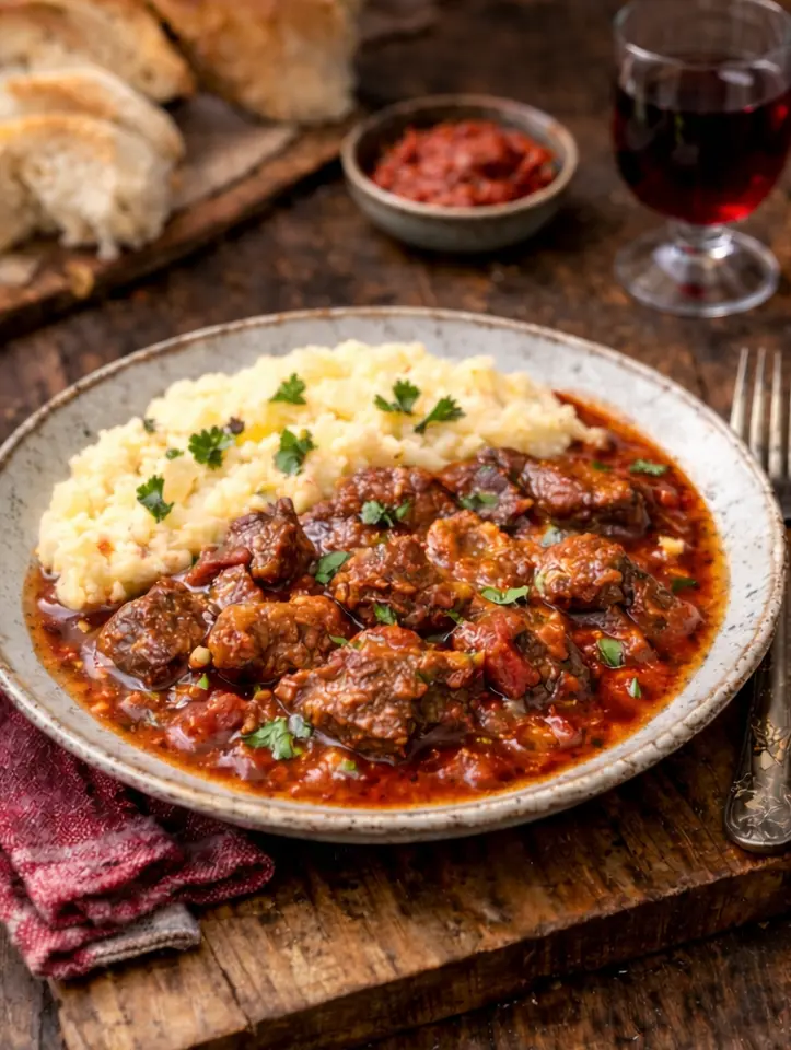 Hausgemachter Gulasch - Traditionelle Balkan-Spezialität im Victoria Restaurant Fahrweid